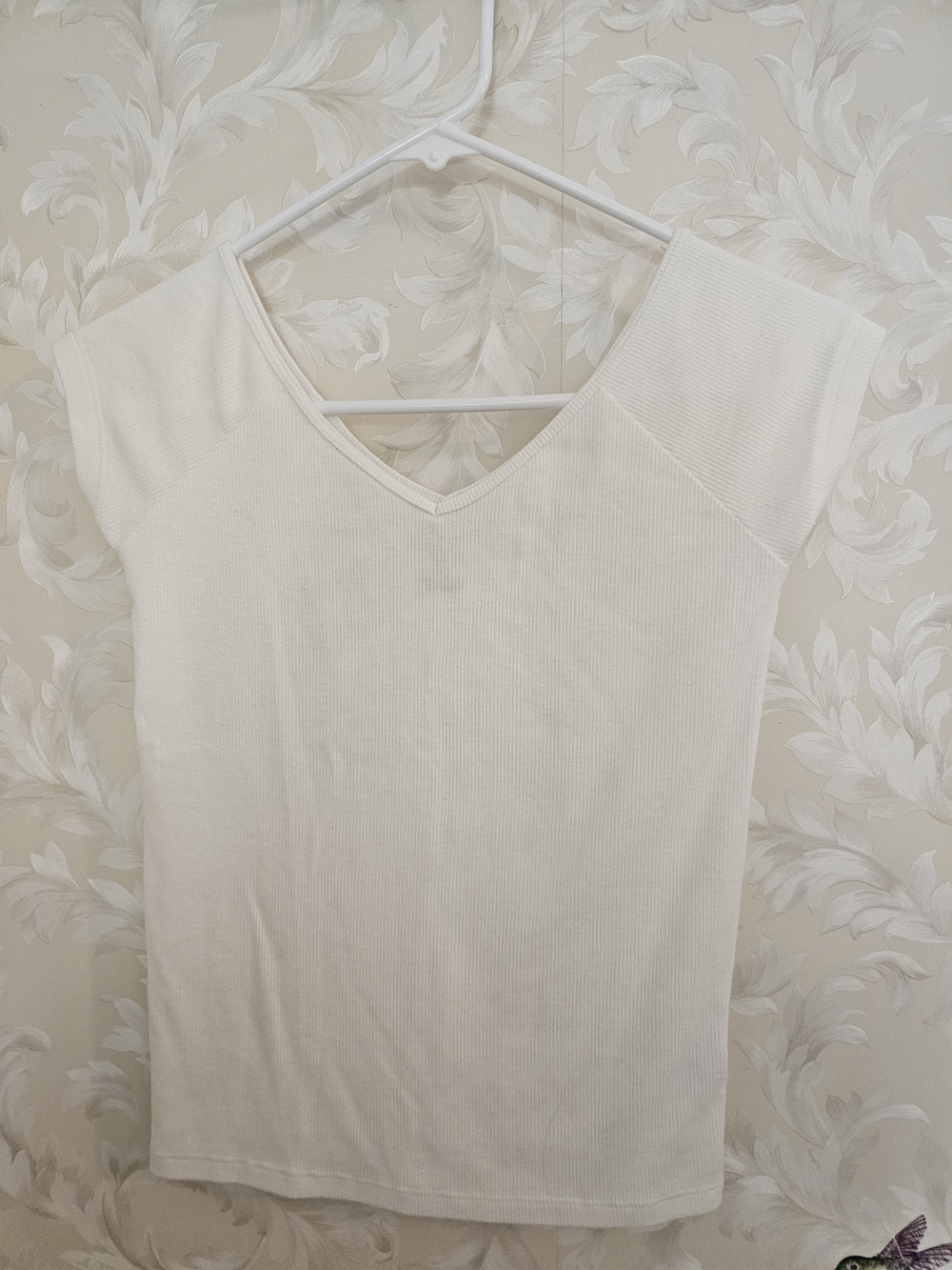 American Eagle Outfitters Cream Ribbed V-Neck Tank